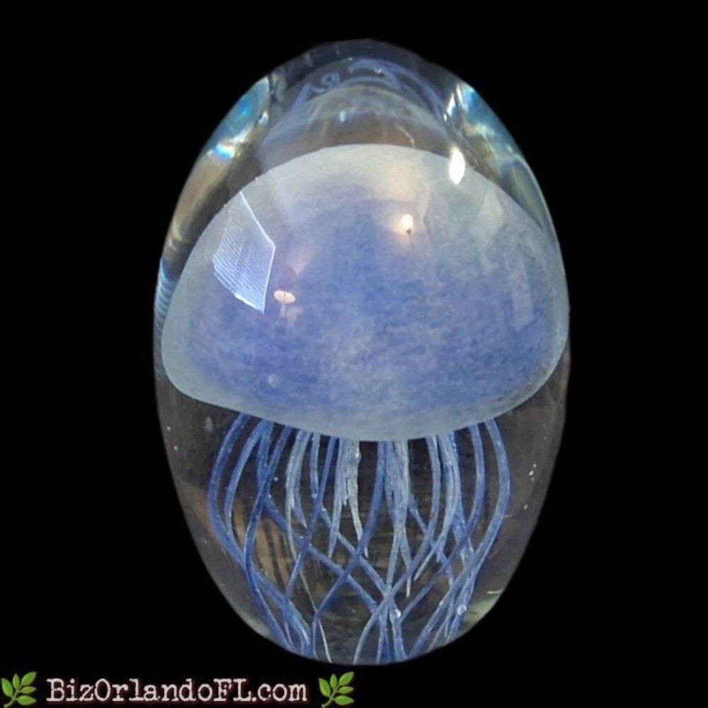 VINTAGE: Handmade Dynasty Gallery Art Glass Jellyfish Collectible Paperweight 4"